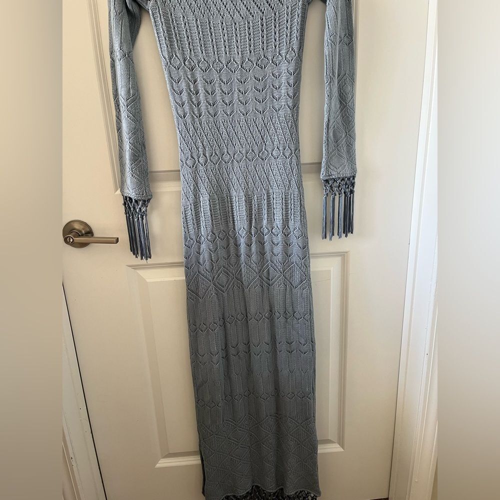NWT House of Harlow 1960 x REVOLVE Rose Dress - Dusty Blue - Picture 11 of 11